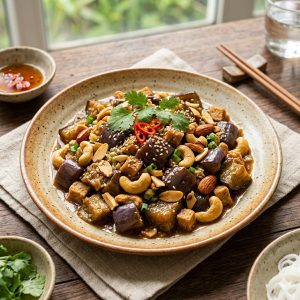 Eggplent Braised With Almonds/Cashewnuts