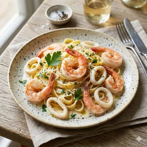 Spaghettie Seafood Cream sauce