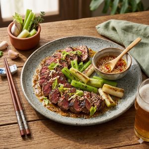 Grilled Beef With Celery & Leek