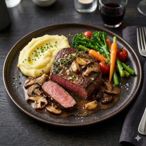 Beef Steak With Mushroom Sauce