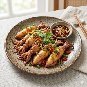 Steamed Squid With Dill & Soya