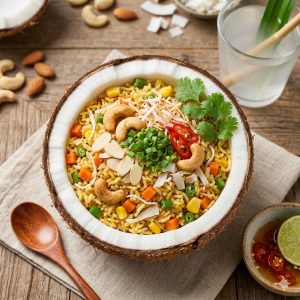 Coconut Fried Rice Almonds & Cashewnuts